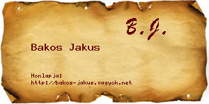Bakos Jakus névjegykártya